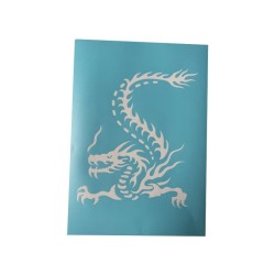 Airbrush Klebeschablone Stencil Film Set Drache 19 Mask blau transparent