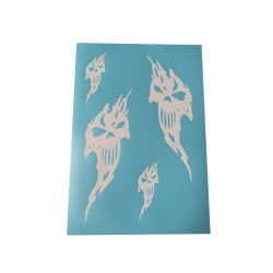 Airbrush Klebeschablone Set Skull Flame Face Mask blau transparent