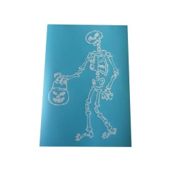Airbrush Klebeschablonen Helloween Set 2 Skelett Stencil Sign Mask blau transparent