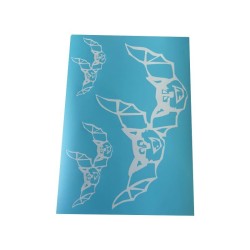 Airbrush Klebeschablonen Helloween Set 3 Fledermäuse Stencil Sign Mask blau transparent