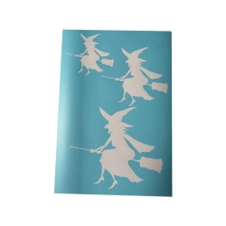 Airbrush Klebeschablonen Helloween Set 7 3er Hexen Stencil Sign Mask blau transparent