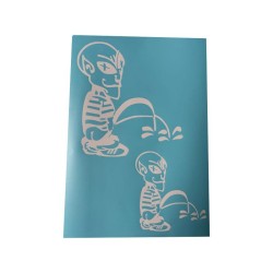 Airbrush Klebeschablonen Alien Peeing Set Stencil Sign Mask blau transparent