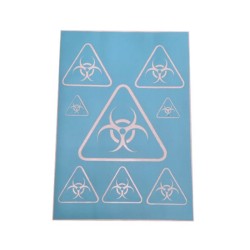 Airbrush Klebe Schablone Biohazard Mask blau transparent Größe nach Auswahl