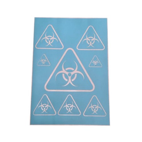 Airbrush Klebe Schablone Biohazard Mask blau transparent Größe nach Auswahl