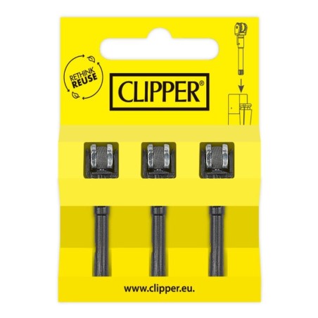 CLIPPER® 3er Set Flintsystem Large Groß Classic Zündrad mit Feuerstein Original Zubehör