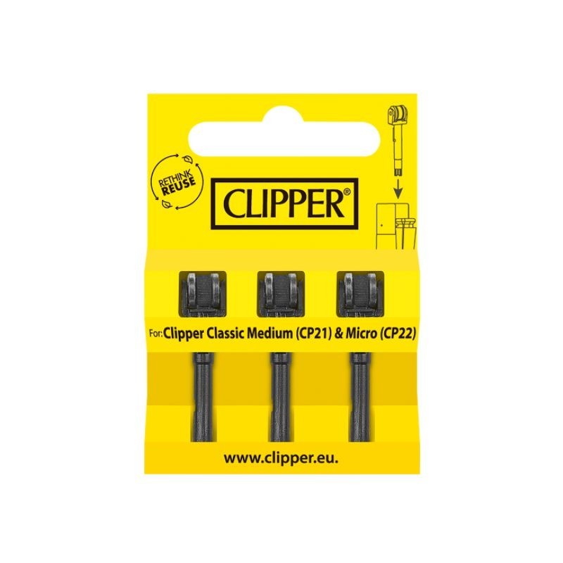 CLIPPER® 3er Set Flintsystem Micro Medium Zündrad mit Feuerstein Original Zubehör