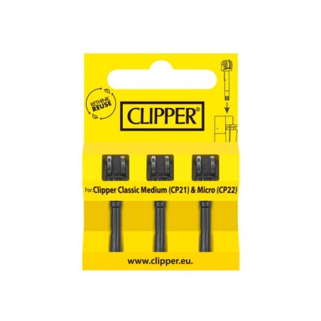 CLIPPER® 3er Set Flintsystem Micro Medium Zündrad mit Feuerstein Original Zubehör