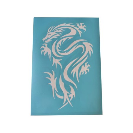Airbrush Klebeschablone Stencil Film Set Drache 1 Mask blau transparent