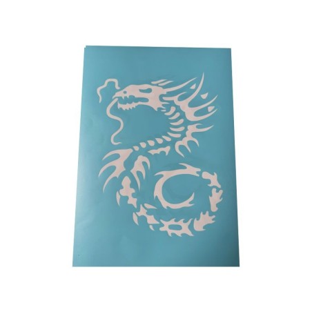 Airbrush Klebeschablone Stencil Film Set Drache 24 Mask blau transparent